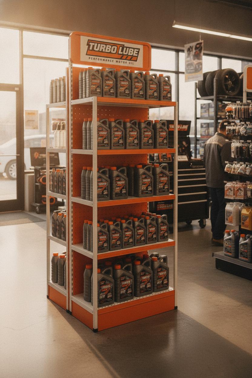 Rack industrial Repsol para punto de venta y ferias