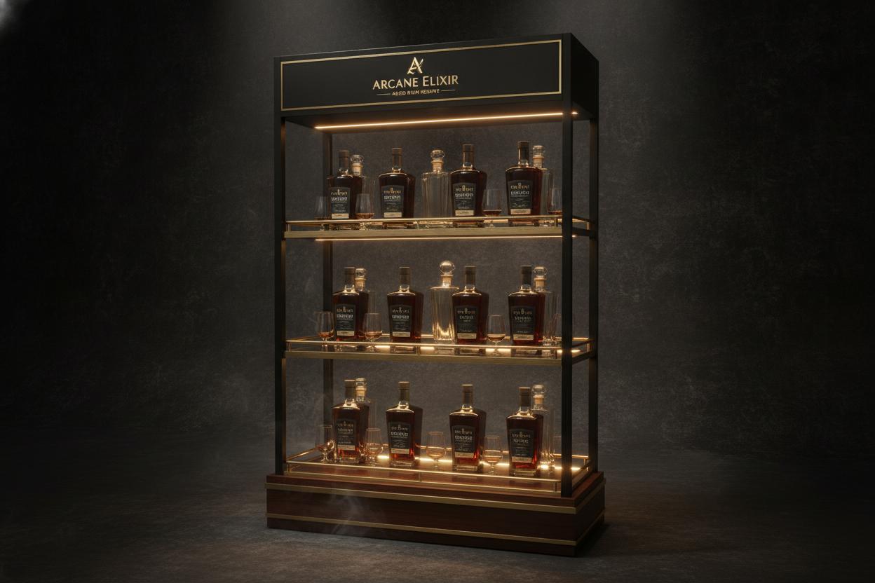 Exhibidor premium Barceló para retail en República Dominicana